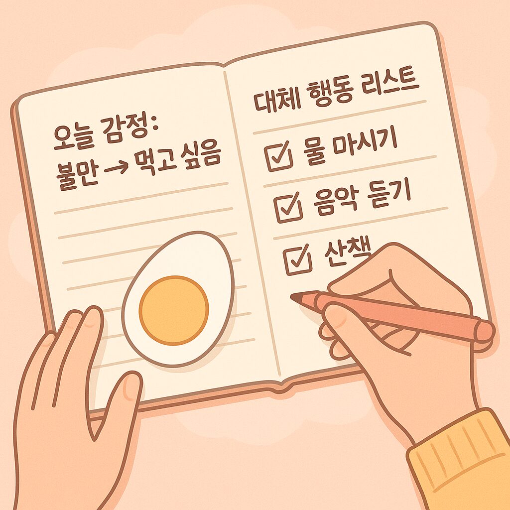 감정 기록과 인지전환 훈련 예시 이미지