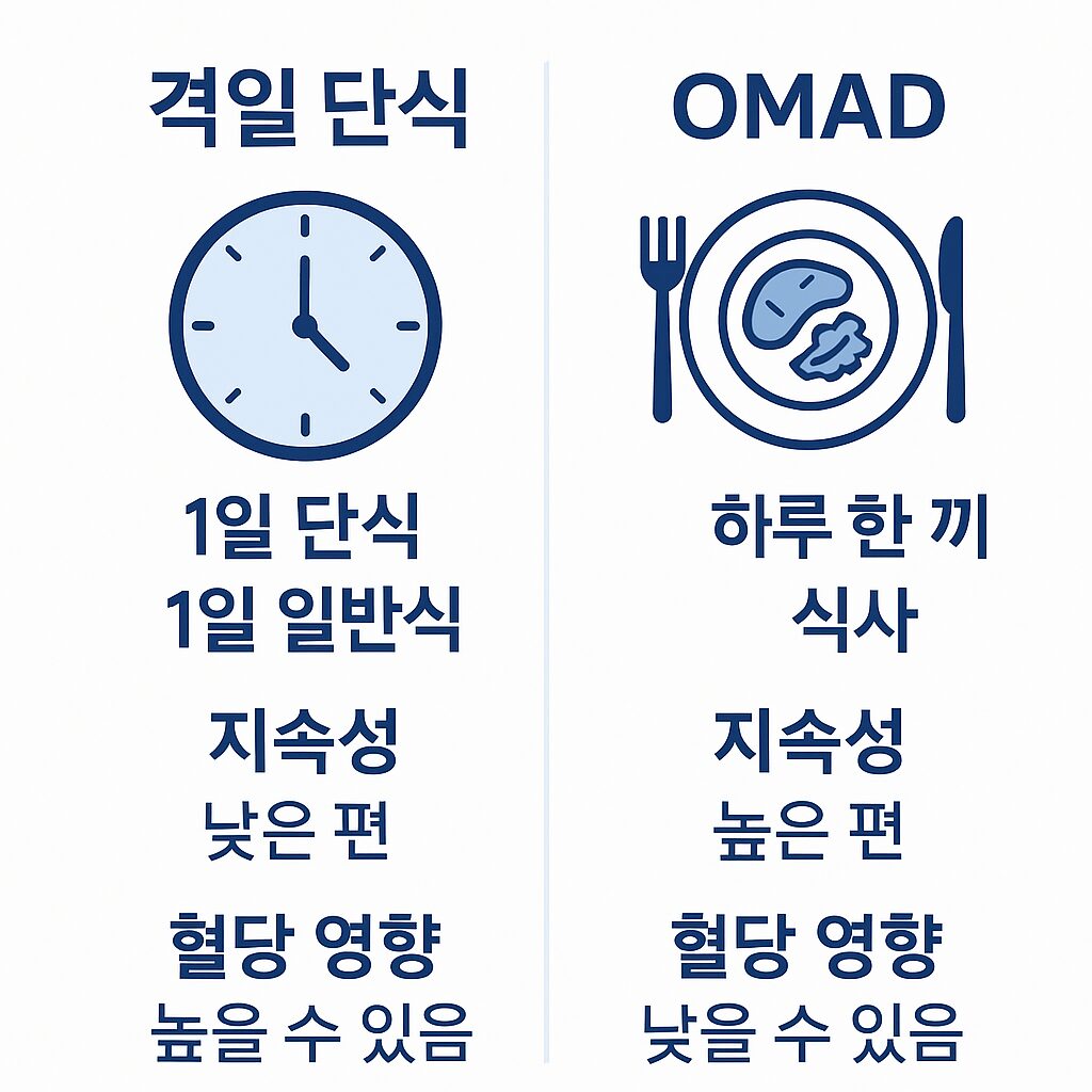 격일 단식 vs OMAD 설명 그래픽