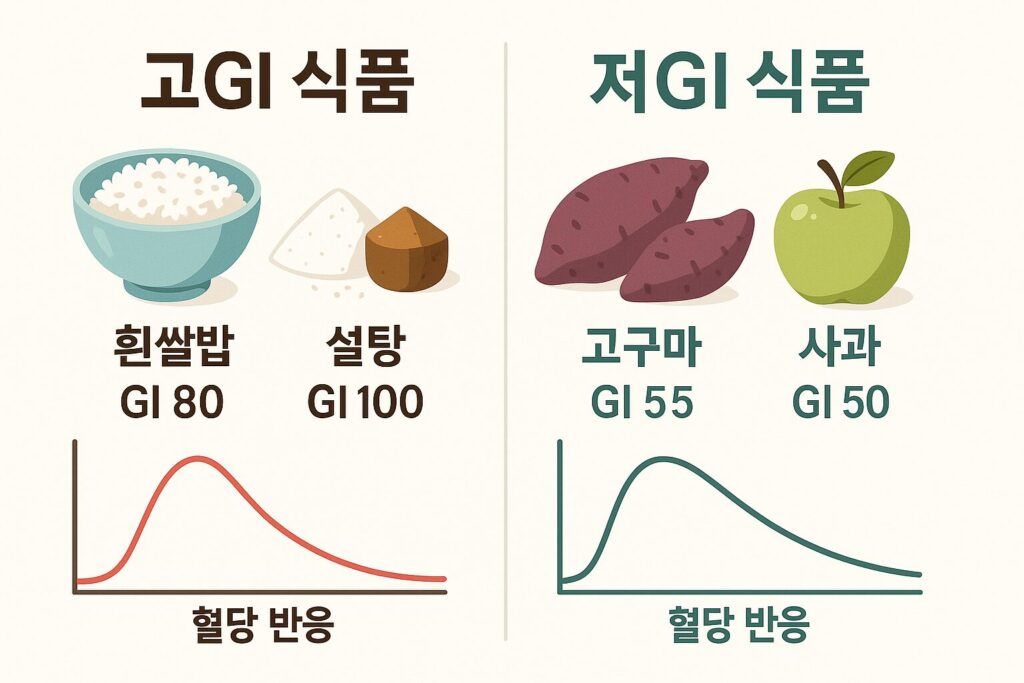 고GI vs 저GI 식품 비교