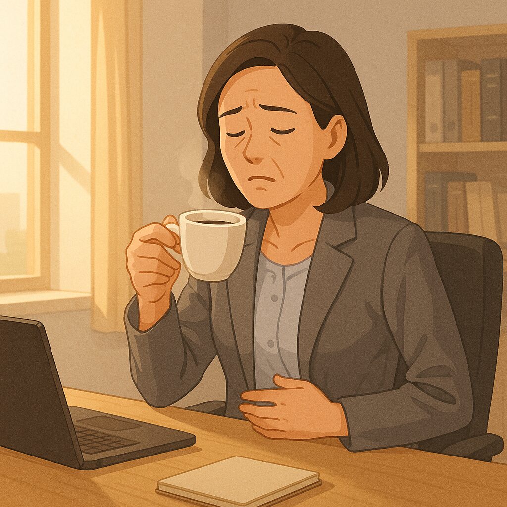 공복에 커피 마시는 직장인
