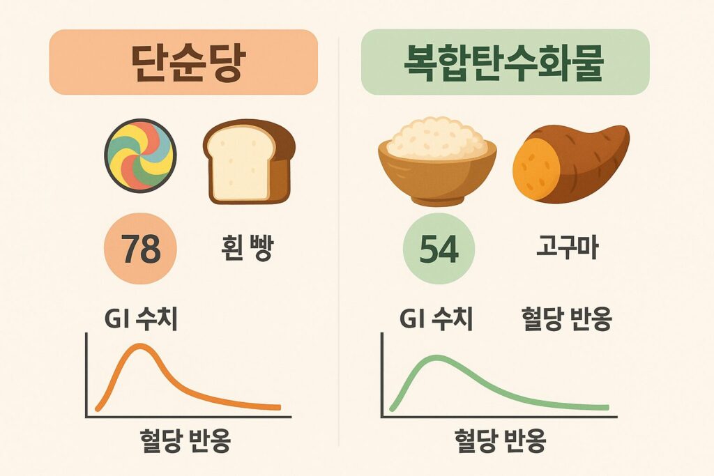 단순당 vs 복합탄수화물 비교 인포그래픽