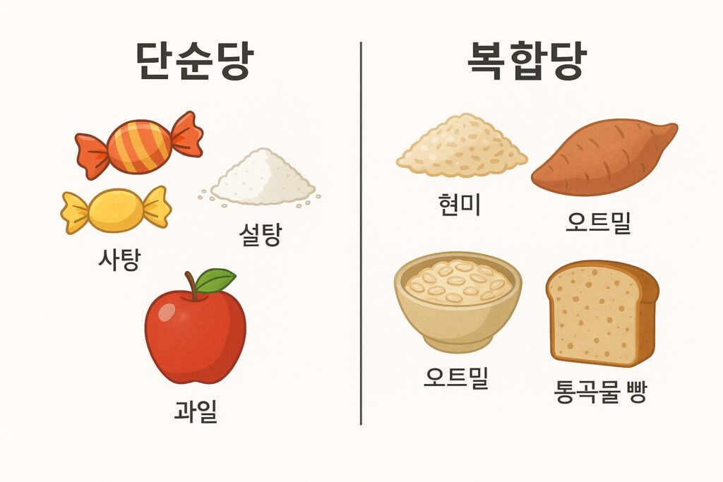 단순당과 복합당의 차이를 비교한 영양 이미지