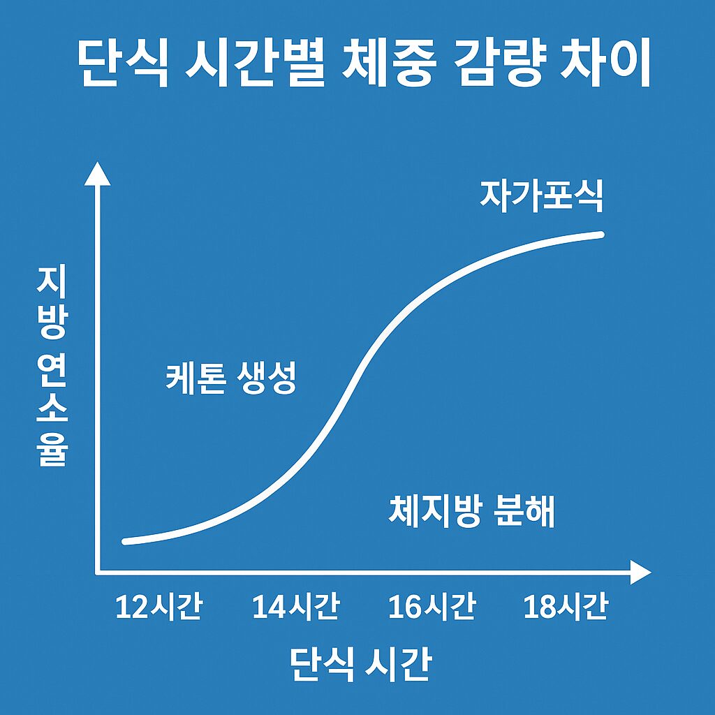 단식 시간별 체중 감량 차이 그래프
