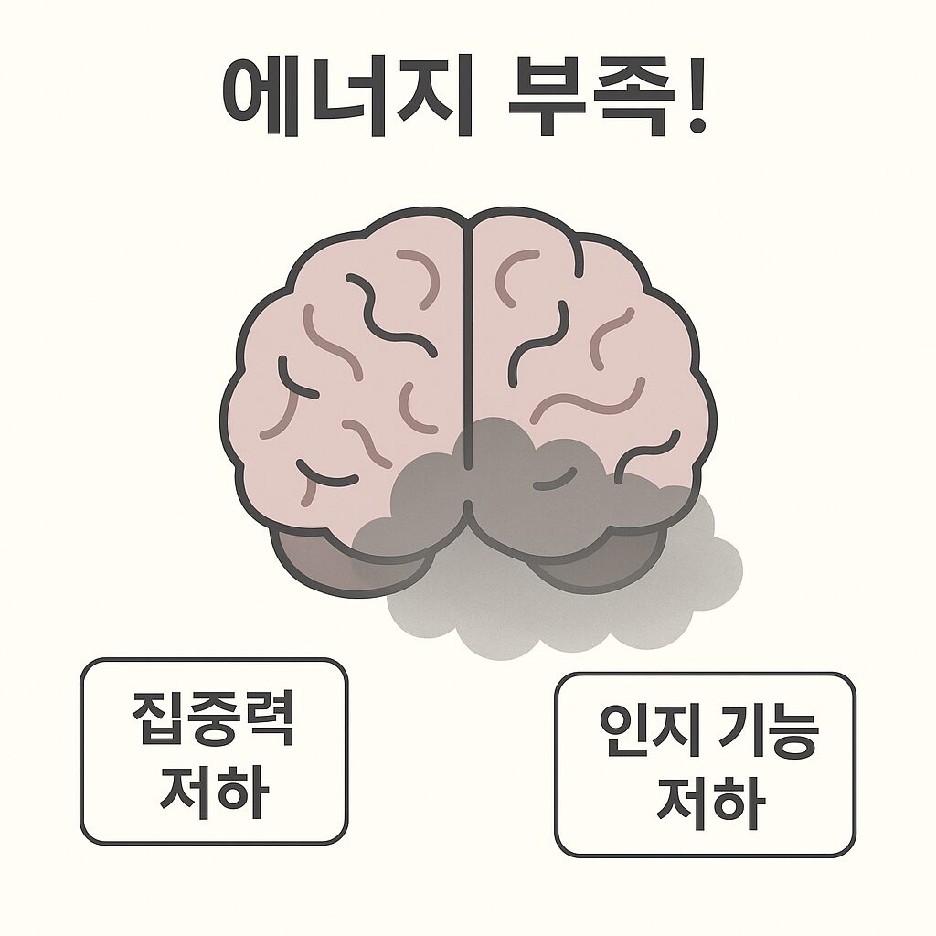 공복 상태의 뇌와 집중력 저하 시각화