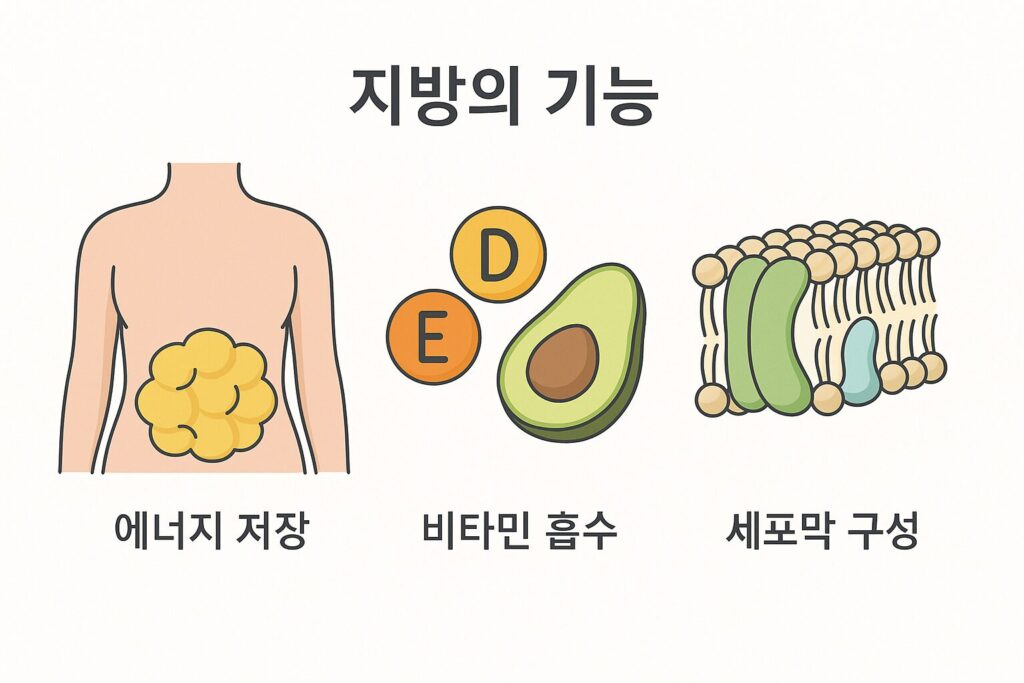 지방의 기능을 설명하는 인체 일러스트