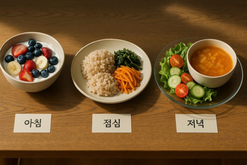 피부 수분 유지를 위한 하루 식사 구성 예시