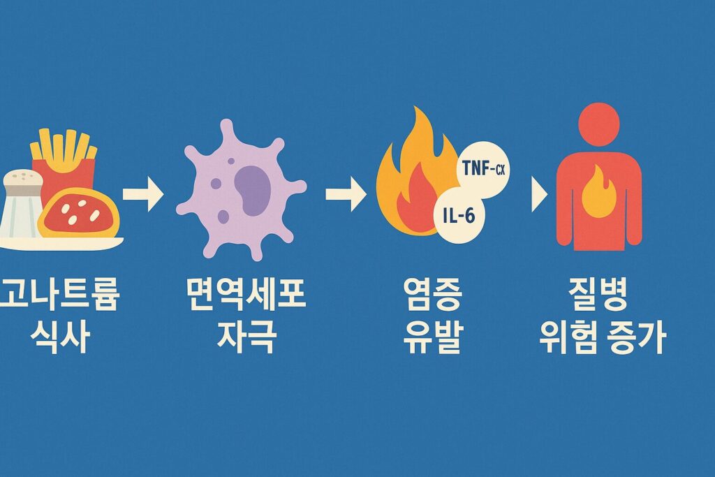 고나트륨 섭취로 인한 염증 반응 흐름도