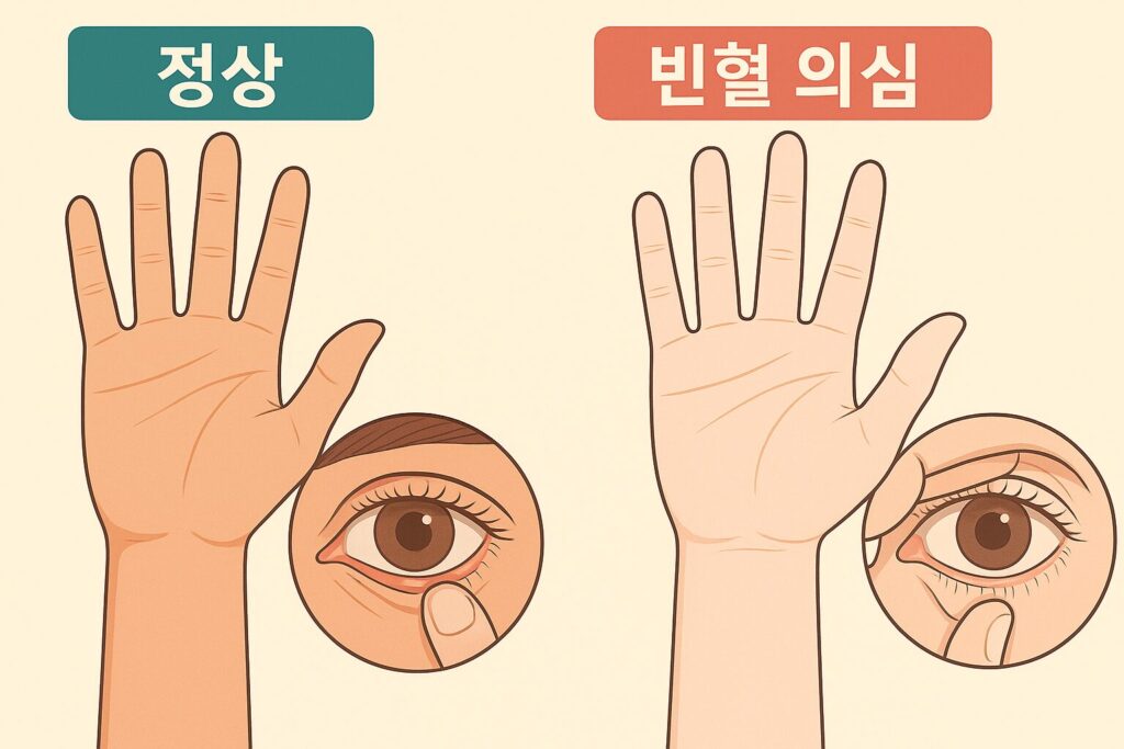 손바닥과 눈꺼풀 색으로 빈혈 자가진단