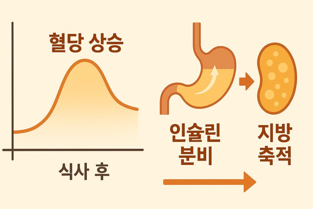 식사 후 혈당과 체중 변화 흐름도