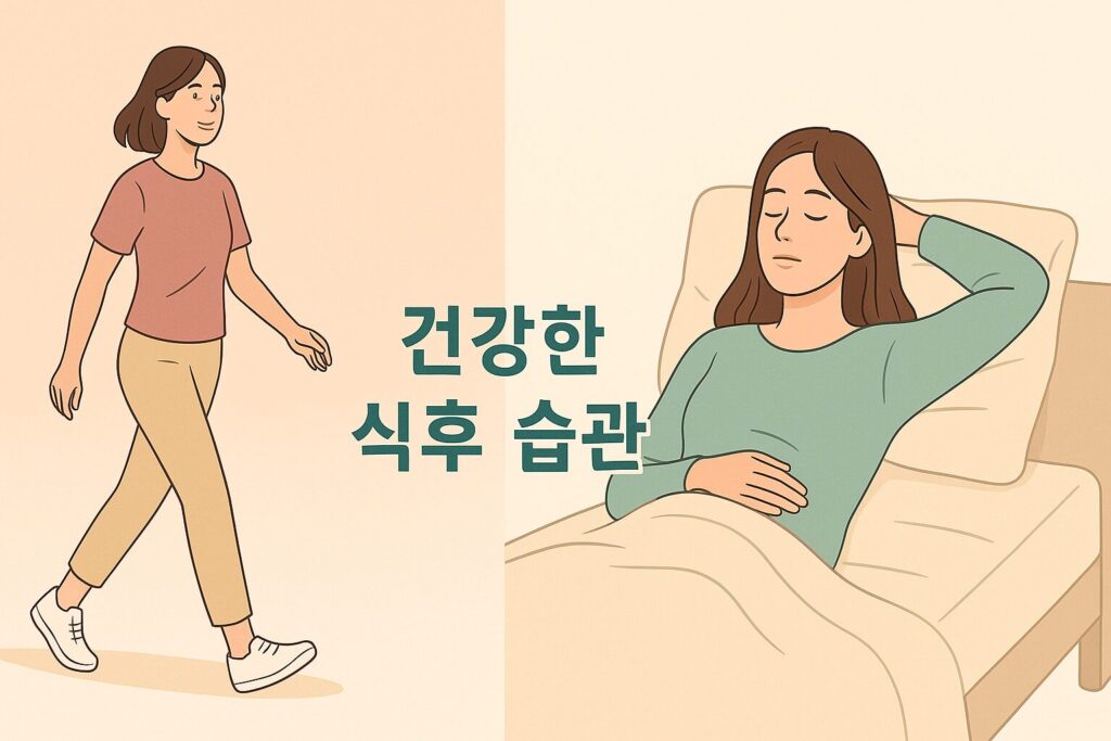 식후 바른 자세와 나쁜 자세 비교 이미지
