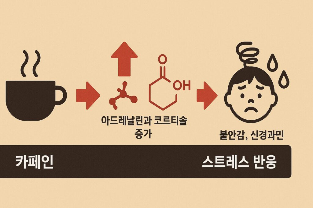커피와 스트레스 호르몬 관계 흐름도