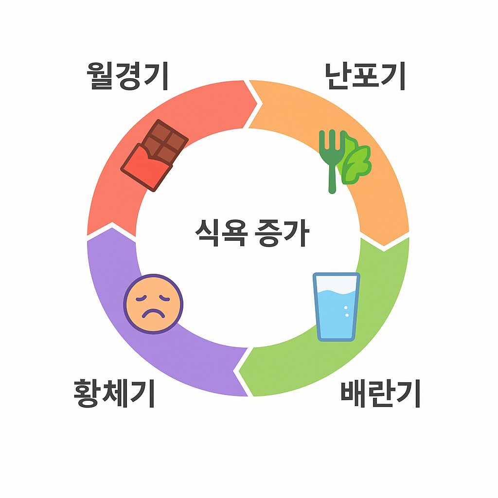 생리주기별 식욕 변화 인포그래픽
