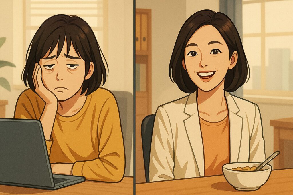 아침을 먹는 사람 vs 아침을 거르는 사람의 컨디션 비교