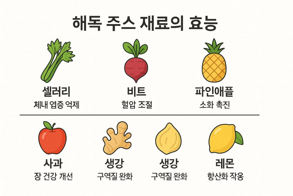 해독 주스 재료별 효능 비교
