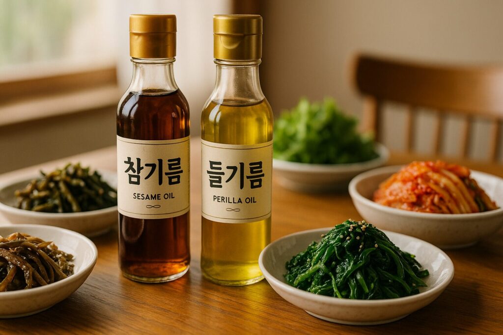 참기름 병과 들기름 병