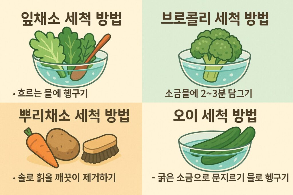 채소별 맞춤 세척 도식