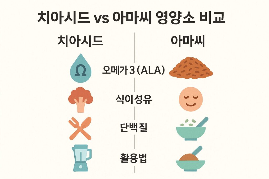 치아시드 vs 아마씨 영양소 비교