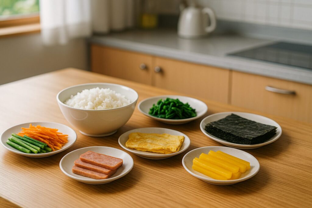 김밥 조리 준비 전경